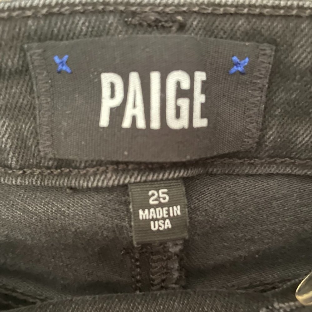 PAIGE Black Lace Up Hoxton Ankle Peg Skinny Jeans 25 Stretch Denim Festival Emo - Picture 9 of 10
